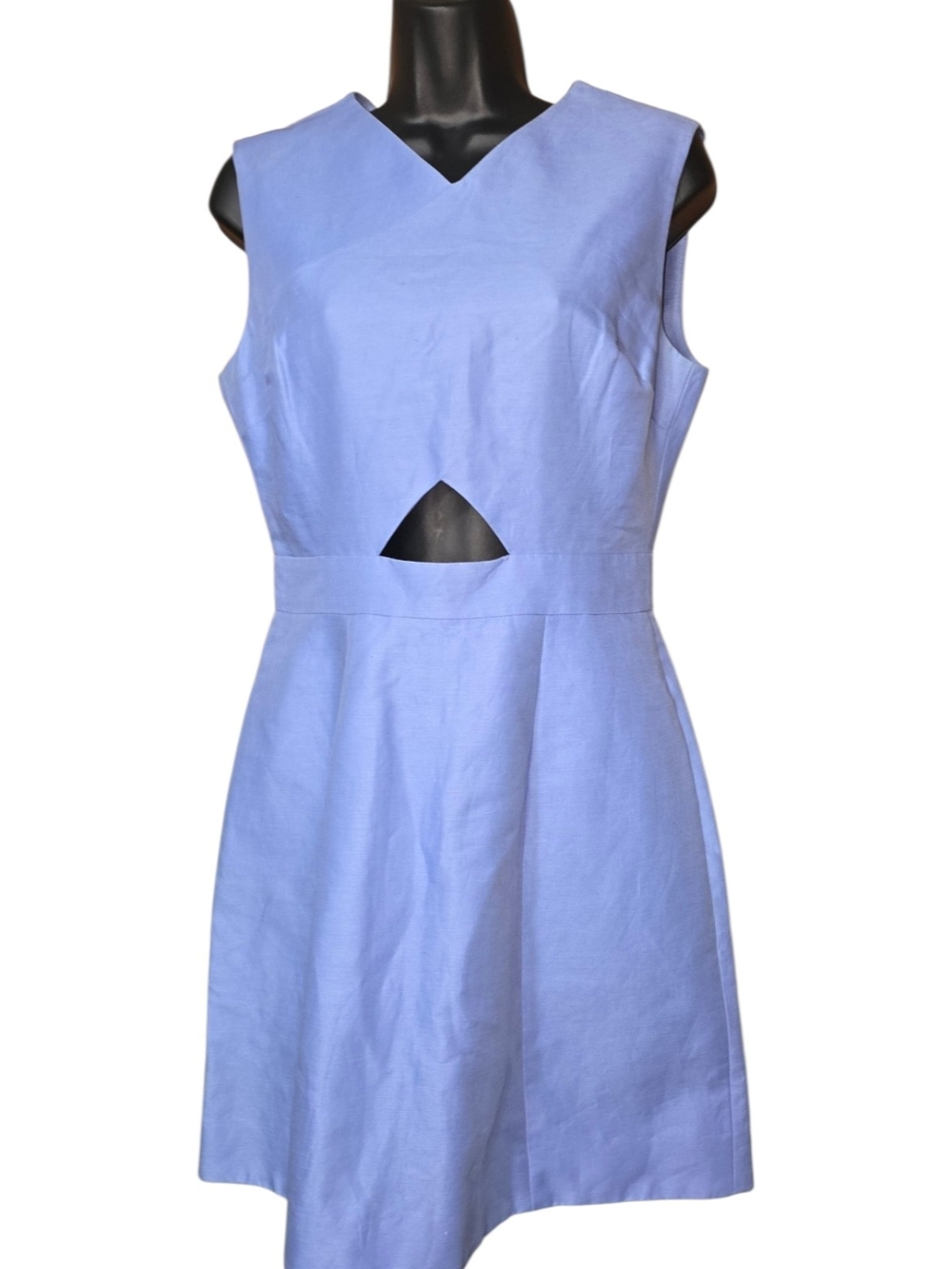 Kate Spade Saturday Blue Linen Blend Cut Out Dress Size 6 Fit Flare Sleeveless